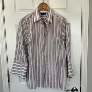 Lands' End Ladies Multicolor Striped Button Down Shirt - Size 18W.  PTP = 24.5”.